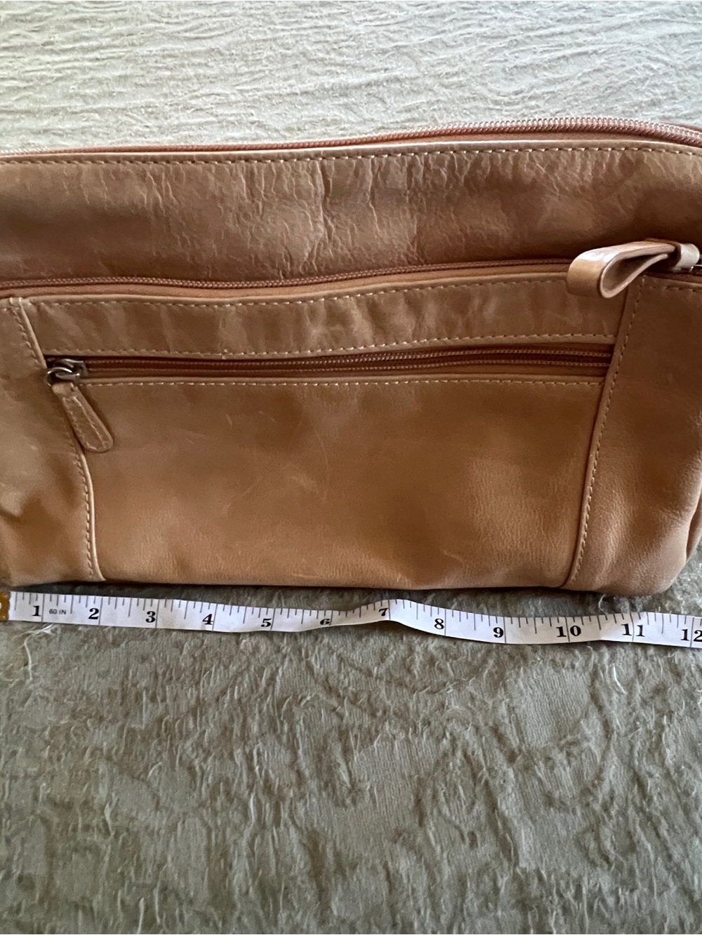 Giani Bernini Beige Leather Zip Up Purse with Strap Old Money Quiet Luxury - Picture 14 of 16